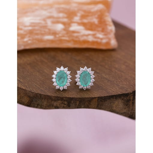 Brinco Prata 925 Com Banho De Ródio Zircônia Cor Turmalina