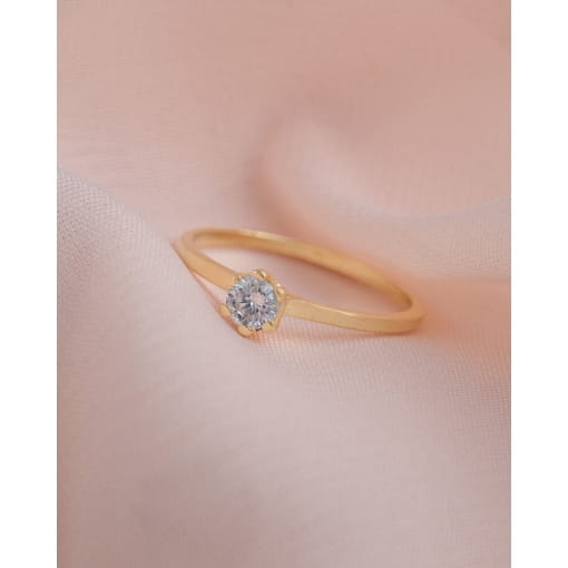 Anel Solitário Banhado a Ouro 18K Com Zircônia Branca 4MM
