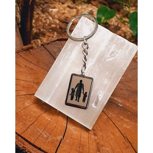 Chaveiro Aço Pai Com Dois Filhos