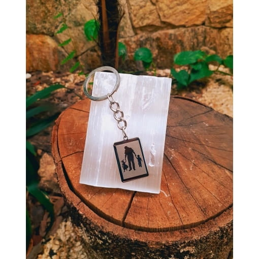 Chaveiro Aço Pai Com Casal Pequeno