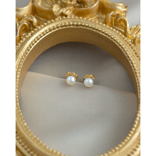 Brinco Banhado A Ouro 18K Pérola 4 MM