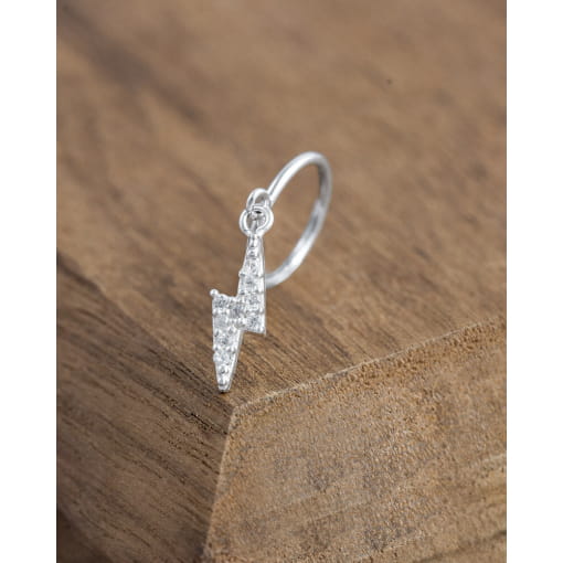 Piercing Prata 925 Argola Raio Com Zircônia Branca