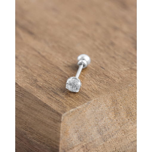 Piercing Prata 925 Tragus Com Zircônia Branca