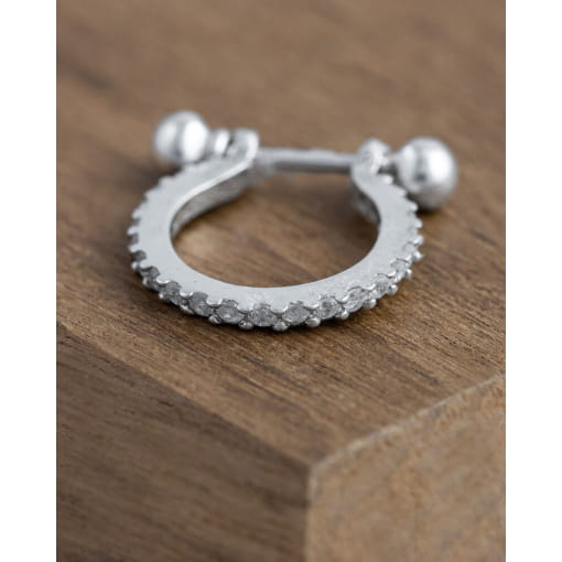 Piercing Prata 925 Helix Argola Com Zircônia Branca