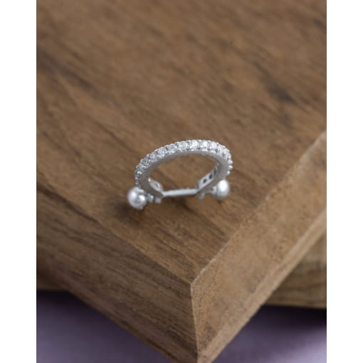 Piercing Prata 925 Helix Argola Com Zircônia Branca