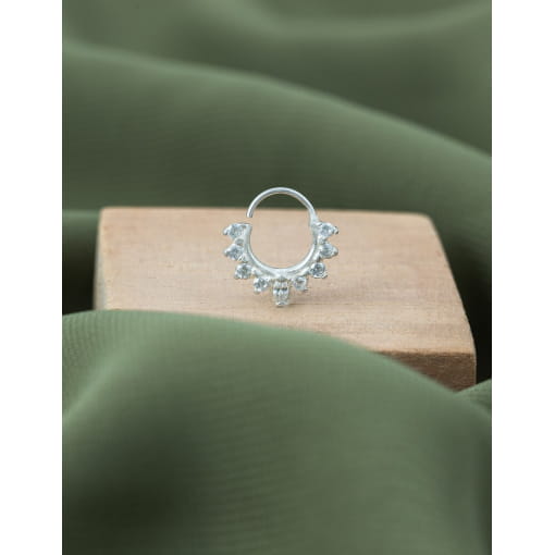 Piercing De Nariz Prata 925 Argola Com Zircônia Branca
