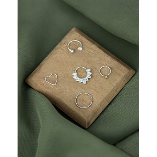 Piercing De Nariz Prata 925 Argola Com Zircônia Branca