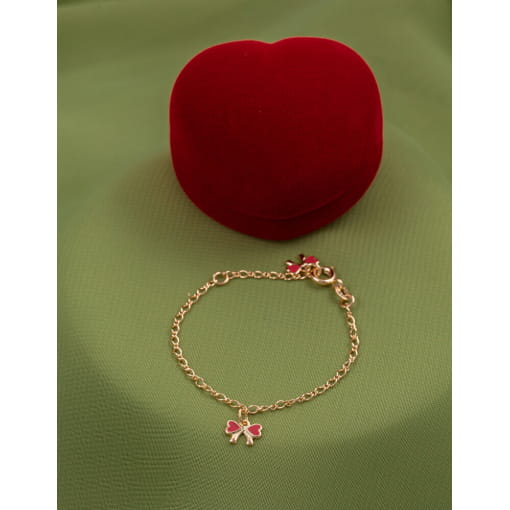 Pulseira Infantil Banhada A Ouro 18K Laço Esmaltado