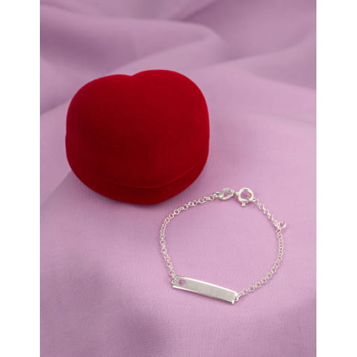 Pulseira Infantil Prata 925 Chapinha Coração