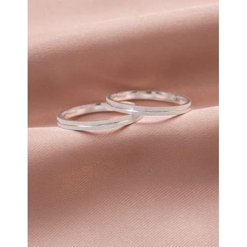 Par De Alianças Prata 925 Com Friso e Diamantado 2.1 MM