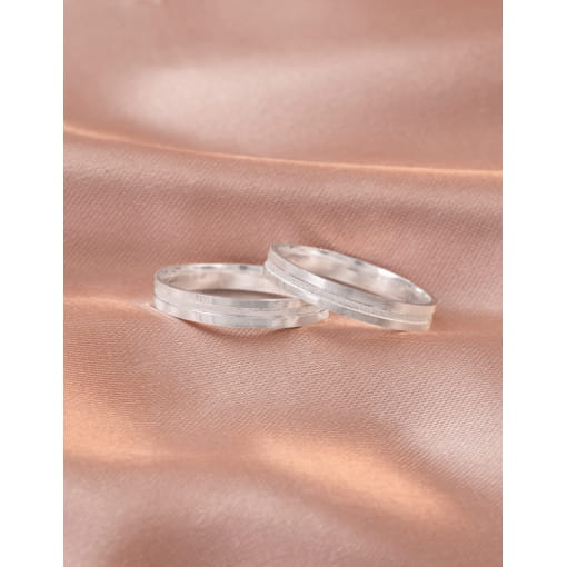 Par De Alianças Prata 925 Friso Diamantado 3.1 MM