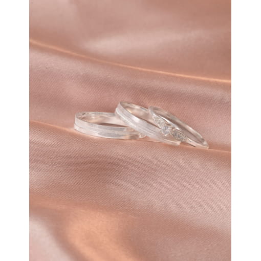 Par De Alianças Prata 925 Friso Diamantado 3.1 MM