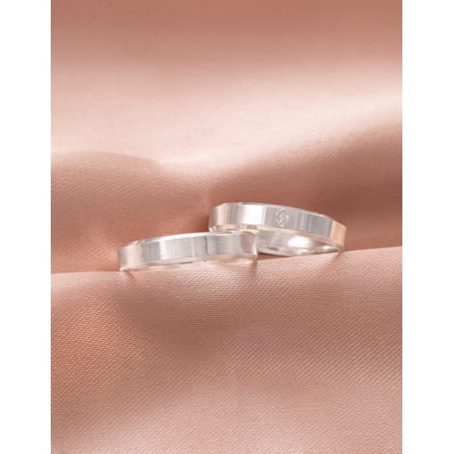 Par De Alianças Prata 925 Reta e Chanfrada 4 MM
