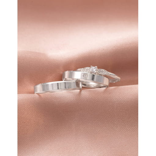 Par De Alianças Prata 925 Reta e Chanfrada 4 MM