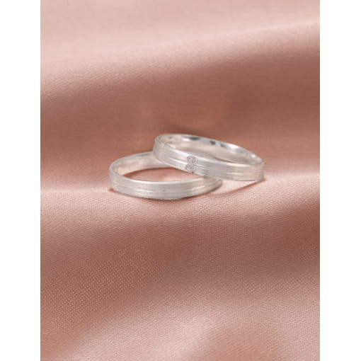 Par De Alianças Prata 925 Fosca Com Friso Central 3.1 MM