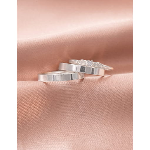 Par De Alianças Prata 925 Reto e Lisa 3.1 MM