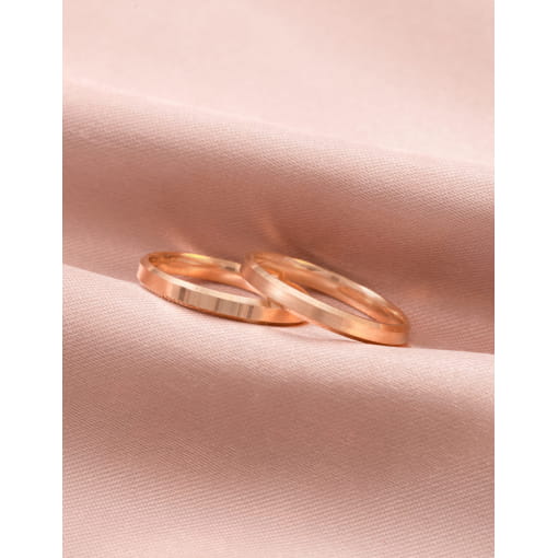 Par De Alianças Ouro Rose 18K Chanfrada Peça Sob Encomenda