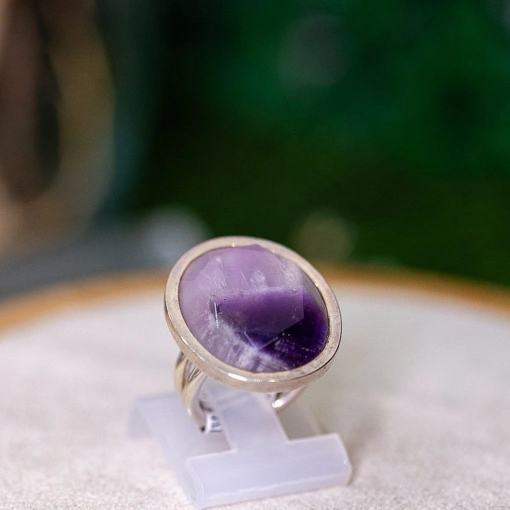 Anel Prata 925 Com Pedra Natural Ametista