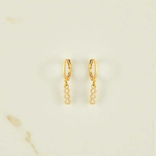 Brinco Banho de Ouro 18k Argola Com 3 Zircônias Brancas