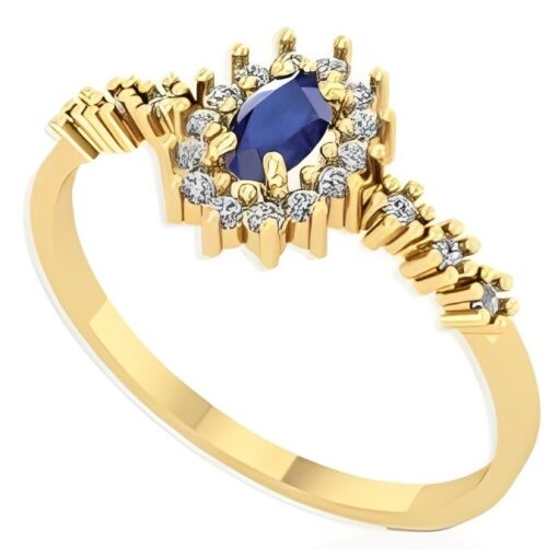 Anel Formatura Ouro 18K Zircônia Oval 3x5 MM