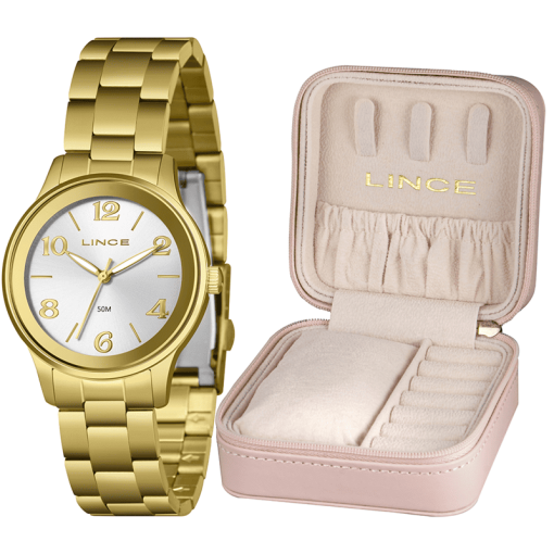 KIT RELÓGIO FEMININO ANALÓGICO LRGH230L34 DOURADO