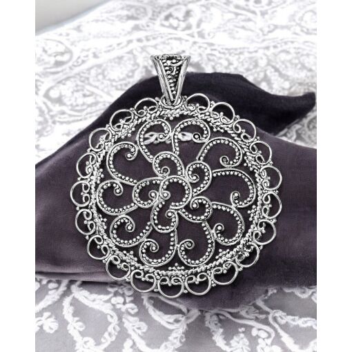 Pingente Prata 925 Mandala Bali Com Detalhes Envelhecidos