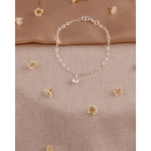 Pulseira Prata 925 Com Zircônia Branca Pendurada