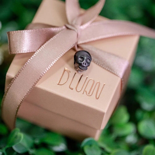 Berloque Prata 925 Com Banho De Ródio Negro Caveira