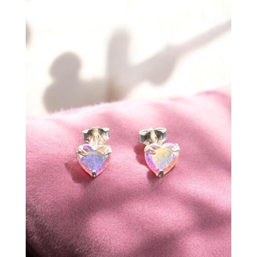 Brinco Prata 925 Coração Com Zircônia Furta Cor