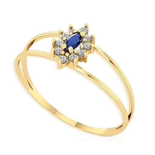 Anel Formatura Ouro 18K Com Zircônia Navete 2x4 MM
