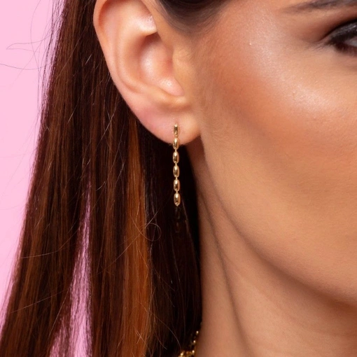 Brinco Banho de Ouro 18k Fio Oval Médio