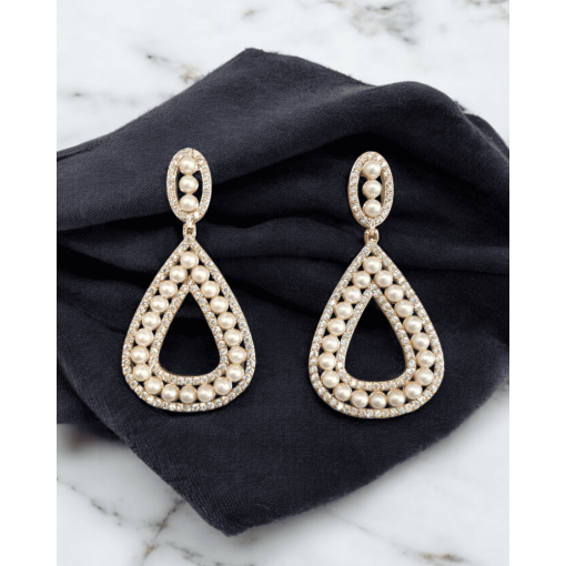Brinco Banhado A Ouro 18K Gota Com Pérola e Zircônia Branca