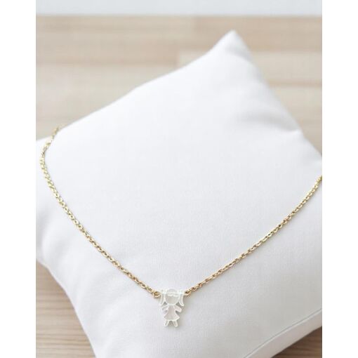 Colar Banhado A Ouro 18K Menina Com Madrepérola