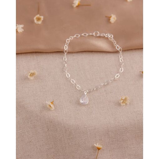 Pulseira Prata 925 Gota Com Zircônia Branca