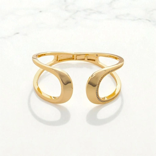 Bracelete Banhado a Ouro 18K Vazado Com Zircônias Brancas