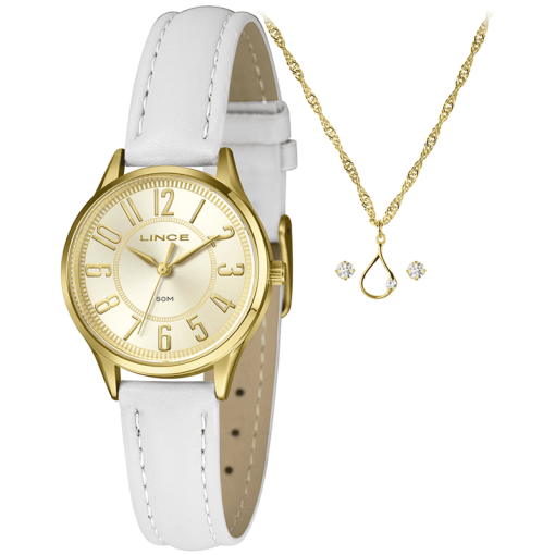 KIT RELÓGIO LINCE FEMININO ANALÓGICO LRCH238L30 DOURADO