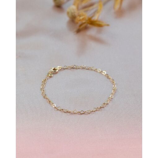 Pulseira Infantil Ouro 18K Elos Coração