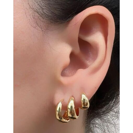 Brinco Banho De Ouro 18K Argola Lisa 16MM