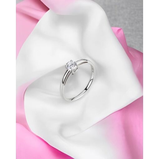 Anel Solitário Ouro Branco 18K Com Diamante Lab Grown 30 Pontos