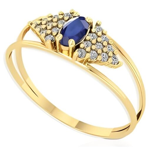 Anel Formatura Ouro 18K Zircônia Oval Com Triângulo Cravejado
