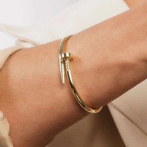 Bracelete Banho de Ouro 18k Modelo Prego