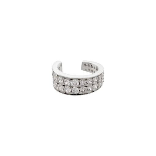 Piercing Prata 925 Com Banho De Ródio Argola Zircônia Branca