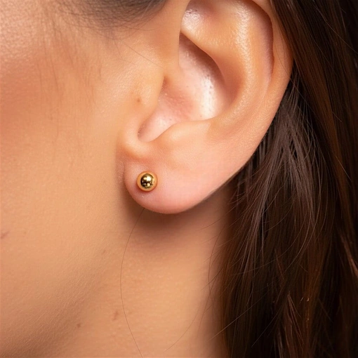 Brinco Banho de Ouro 18k Bolinha 5MM