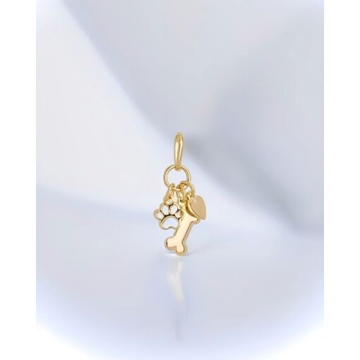Pingente Banhado A Ouro 18K Patinha Coração Osso