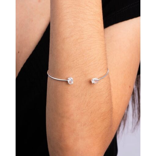 Bracelete Prata 925 Com Zircônia Oval Branca