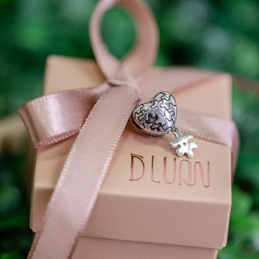 Berloque Prata 925 Coração Autismo