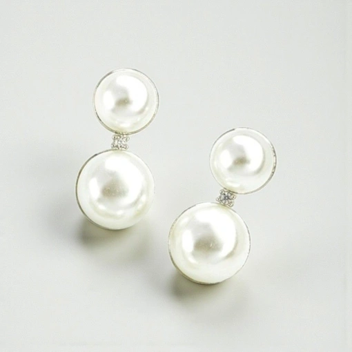 Brinco Banho De Ródio Branco 2 Pérolas Com Zircônia Branca