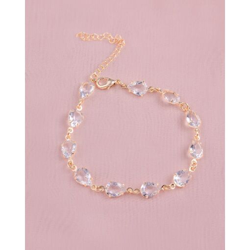 Pulseira Banhada A Ouro 18K Gota Zircônia Branca