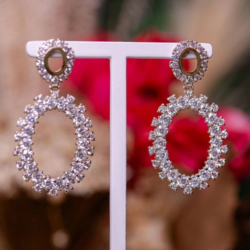 Brinco Prata 925 Gota Com Zircônia Branca