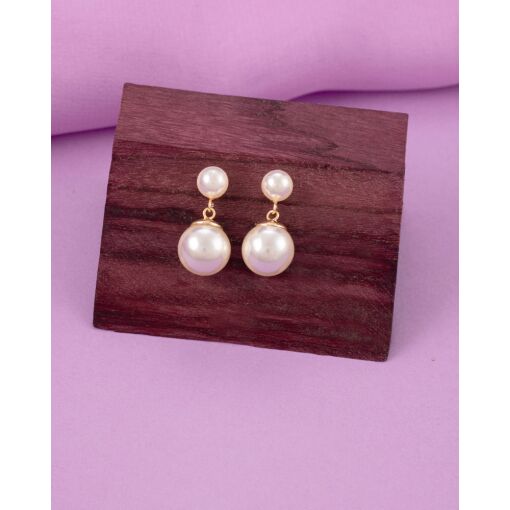 Brinco Banhado A Ouro 18K Pérola Pendurado